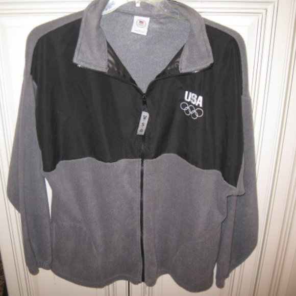 USA Olympic Committee Full Zip London Games Gray Fleece Jacket Men's X-Large - Picture 4 of 5
